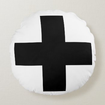 Scandinavian Style - Large Black Plus Sign Round Pillow by GrudaHomeDecor at Zazzle