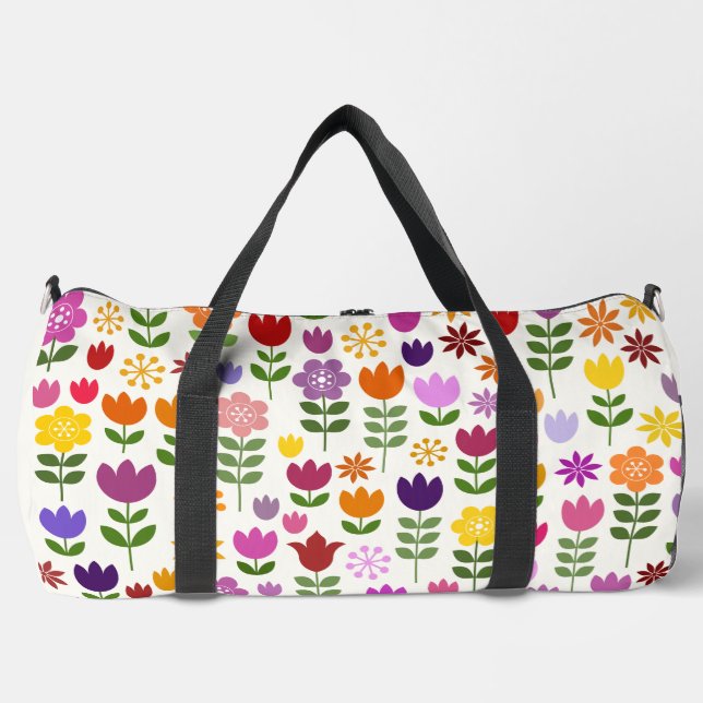Scandinavian Style Lg Flowers Pattern Duffle Bag (Front)