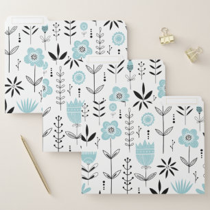 Scandinavian Style Light Blue Floral Pattern File Folder
