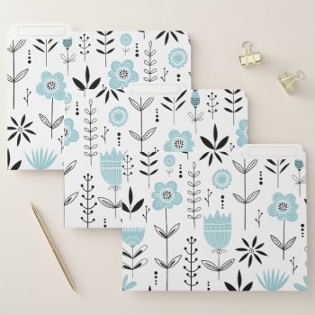 Scandinavian Style Light Blue Floral Pattern File Folder by KeikoPrints at Zazzle