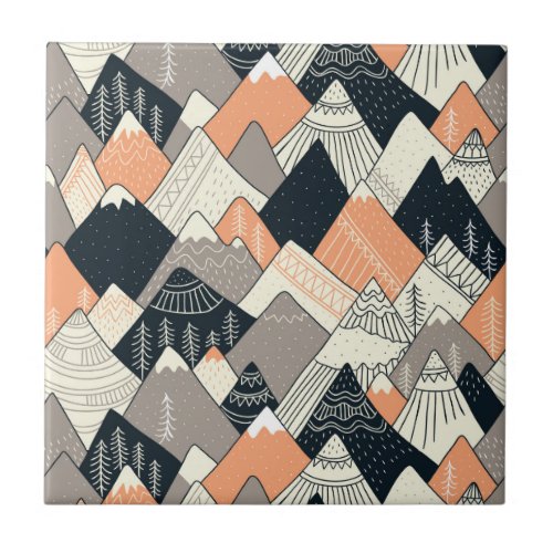 Scandinavian Style Mountain Pattern Ceramic Tile