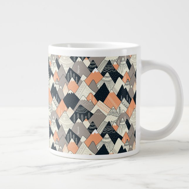Scandinavian Style Mountain Pattern Giant Coffee Mug (Right)