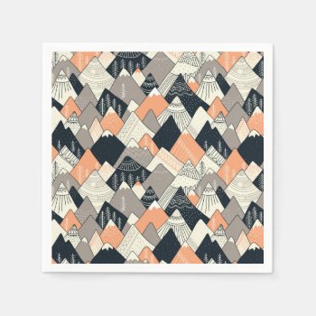 Scandinavian Style Mountain Pattern Napkins by trendzilla at Zazzle