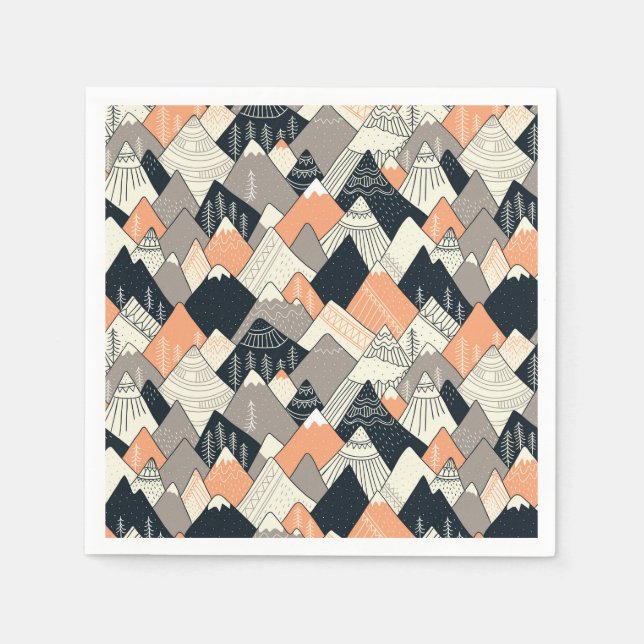 Scandinavian Style Mountain Pattern Napkins (Front)