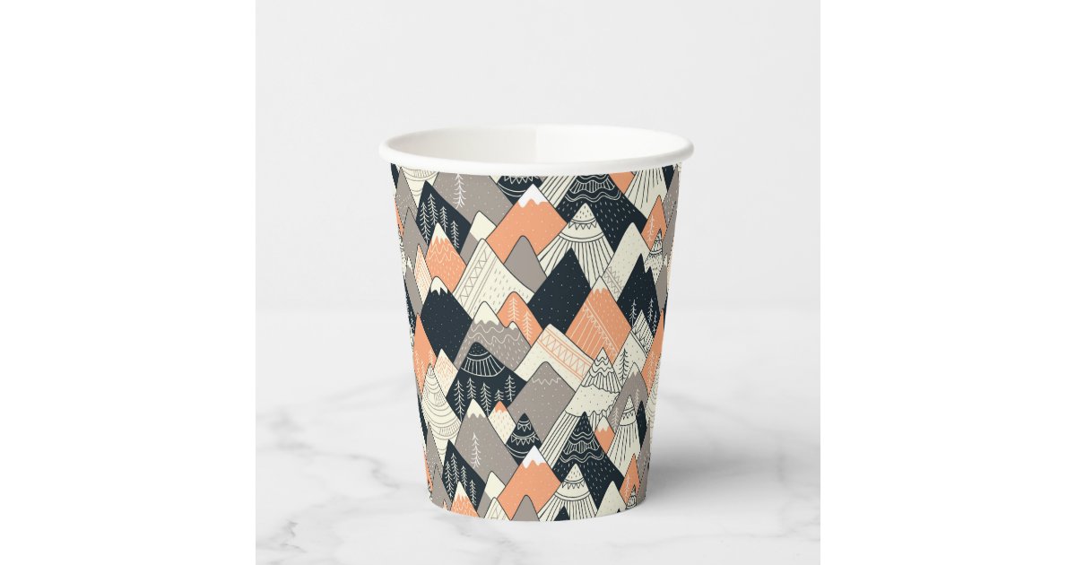 Scandinavian Style Mountain Pattern Paper Cups | Zazzle