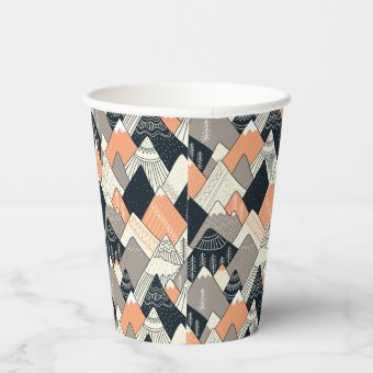 Scandinavian Style Mountain Pattern Paper Cups | Zazzle