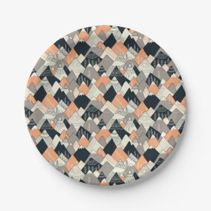 Scandinavian Style Mountain Pattern Paper Plates