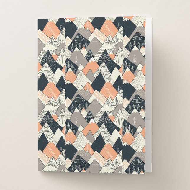 Scandinavian Style Mountain Pattern Pocket Folder (Front)