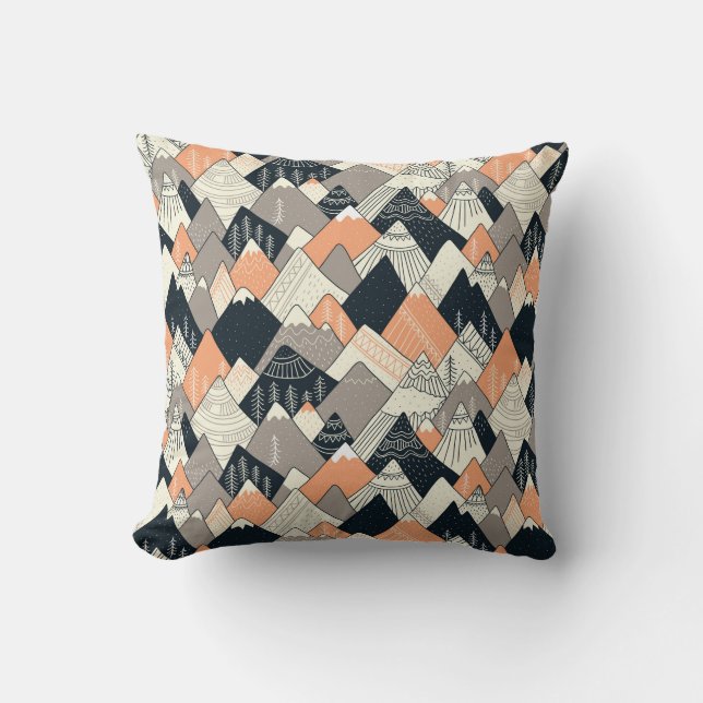 Scandinavian Style Mountain Pattern Throw Pillow (Front)