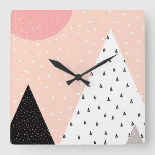 Scandinavian Style Mountain Peak Square Wall Clock