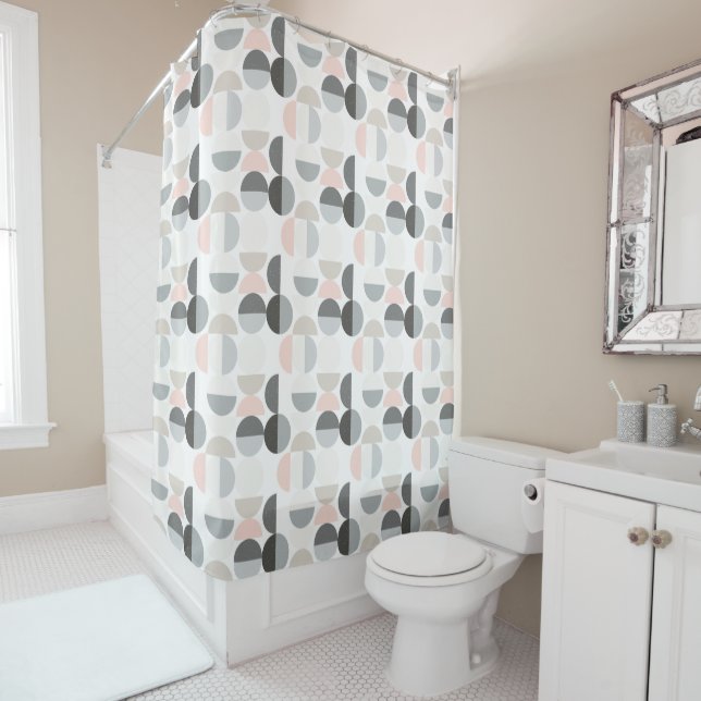 Scandinavian Style Semi-Circle Pattern Shower Curtain (In Situ)