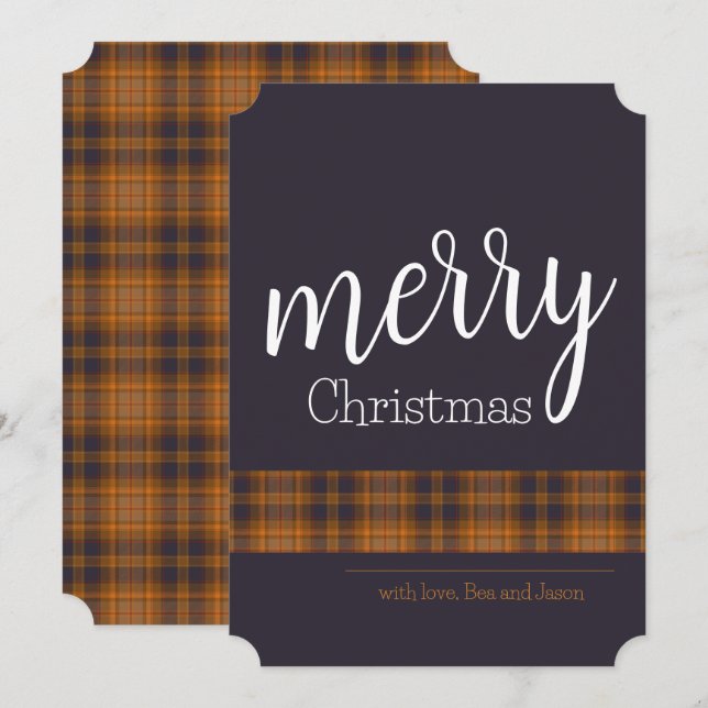 Scandinavian Style Tartan Holiday Card (Front/Back)