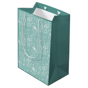 Scandinavian Style White Flamingos on Light Teal Medium Gift Bag