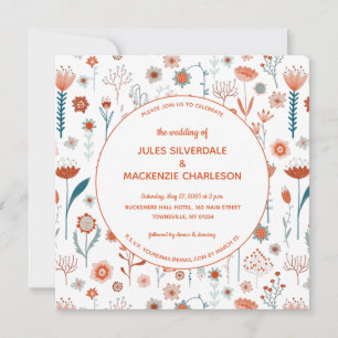 Scandinavian Summer Flowers Boho Wedding Invitation