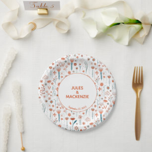 Scandinavian Summer Flowers Boho Wedding Paper Plates