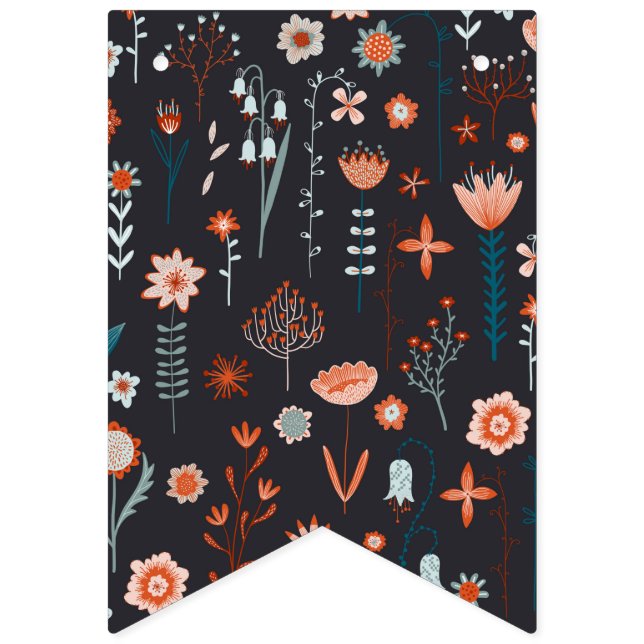 Scandinavian Summer Flowers Dark Bunting Flags (First Flag)