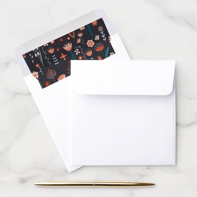 Scandinavian Summer Flowers Dark Envelope Liner (Desk)