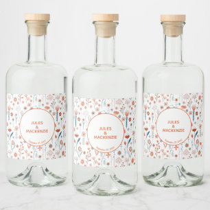 Scandinavian Summer Flowers Modern Boho Liquor Bottle Label