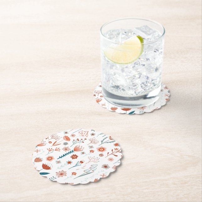 Scandinavian Summer Flowers Paper Coaster (Insitu)
