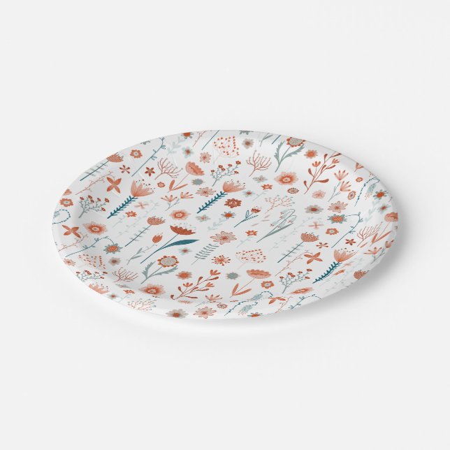 Scandinavian Summer Flowers Paper Plates (Angled)