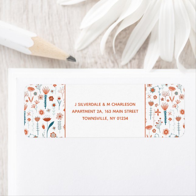 Scandinavian Summer Flowers Return Address Label (Insitu)