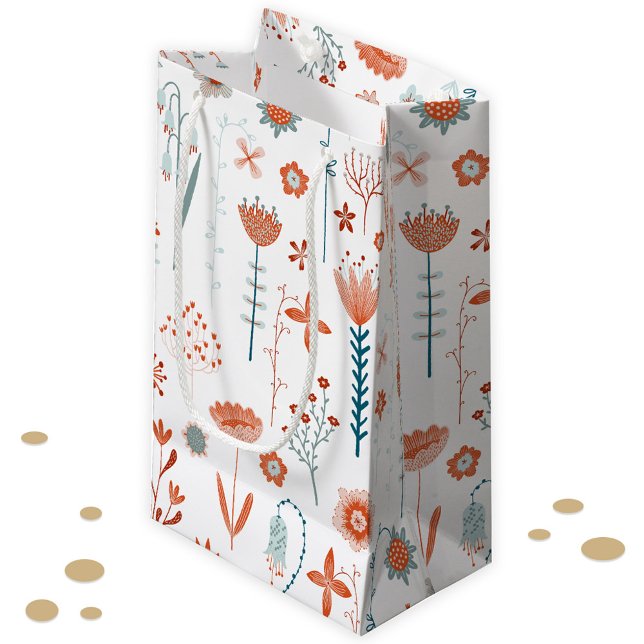 Scandinavian Summer Flowers Small Gift Bag (Modern Japandi style floral gift bag)