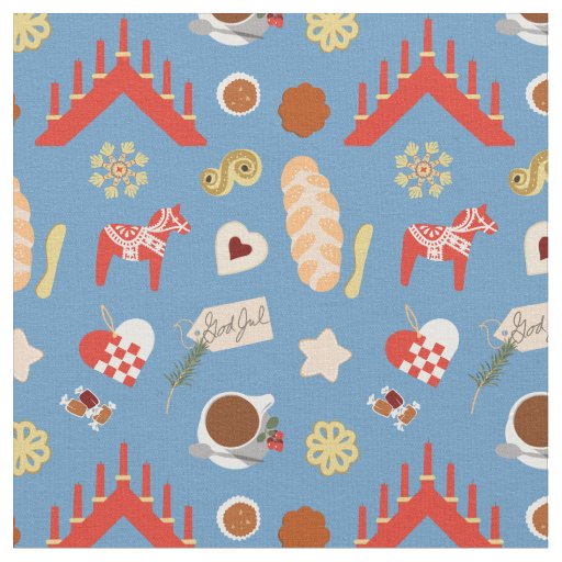 Scandinavian/Swedish Jul Christmas pastries design Fabric