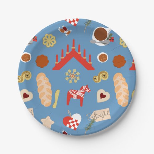 ScandinavianSwedish Jul Christmas pastries design Paper Plates
