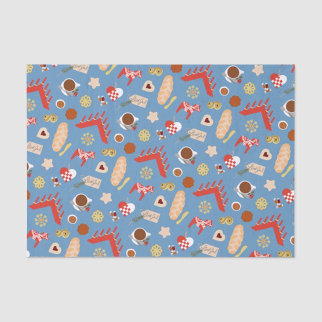 Scandinavian/Swedish Jul Christmas pastries design Tissue Paper (Front)