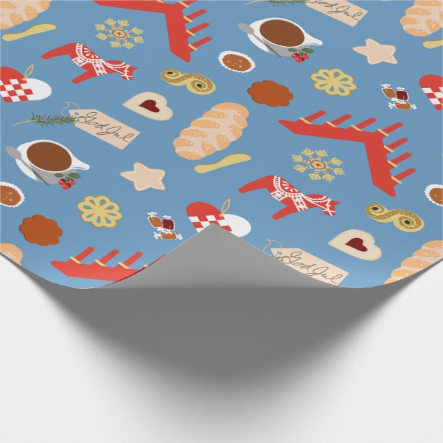 Scandinavian/Swedish Jul Christmas pastries design Wrapping Paper (Corner)