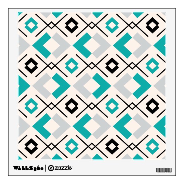 Scandinavian teal gray and beige geometric wall decal (Front)