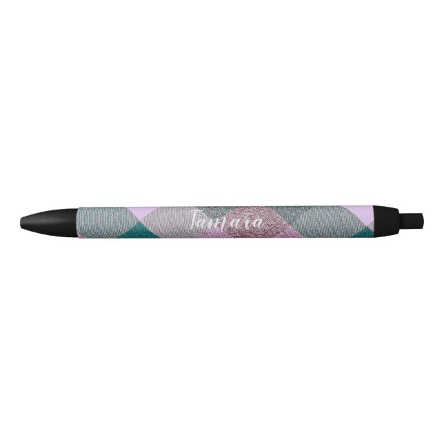 Scandinavian Teal Pink Personalized Custom Pen (Front)