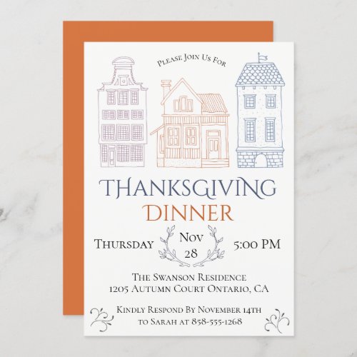 Scandinavian Thanksgiving Dinner Party Invitation