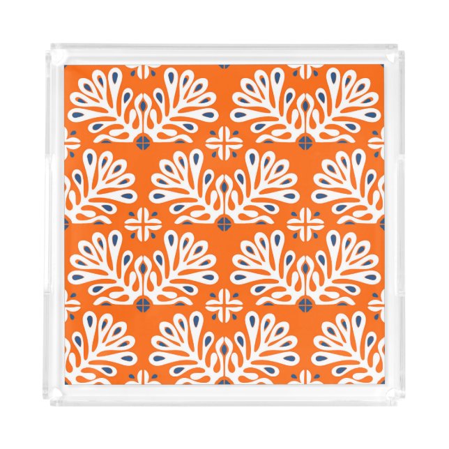 Scandinavian Tradition: Ethnic Floral Mosaic. Acrylic Tray (Front)