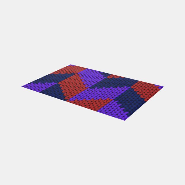 Scandinavian Traditional Handicraft Knit Thread Outdoor Rug (Angled)