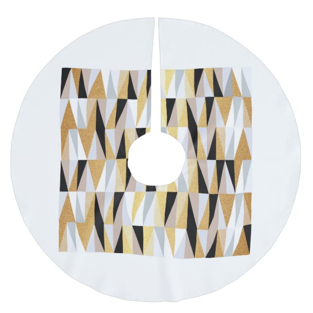 Scandinavian Triangles: Christmas Color Pattern. Brushed Polyester Tree Skirt (Front)