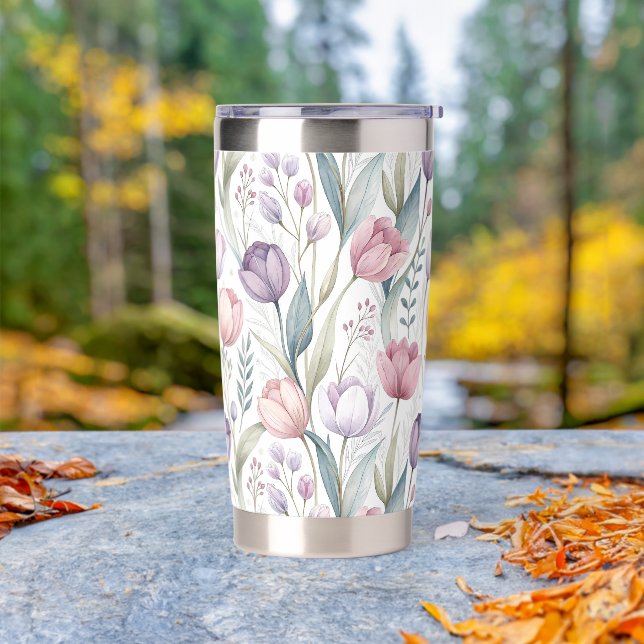 Scandinavian Tulip Floral Pattern Insulated Tumbler (Outdoor)