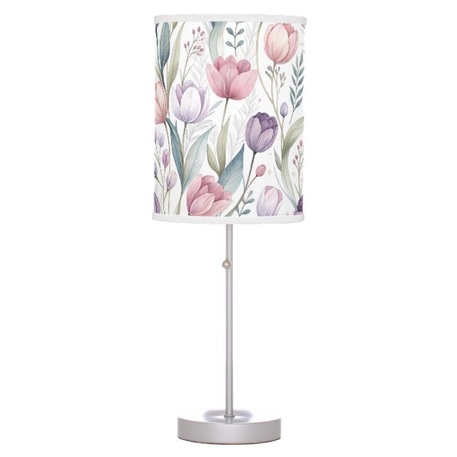 Scandinavian Tulip Floral Pattern Table Lamp (Front)