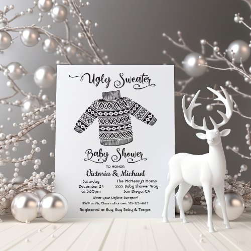 Scandinavian Ugly Sweater Baby Shower Invitation