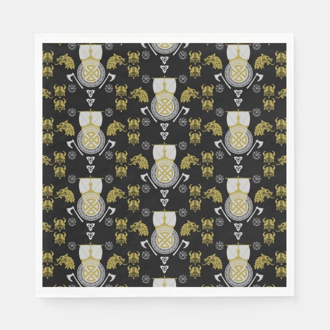 Scandinavian Viking Norsemen Home Decor Napkins (Front)