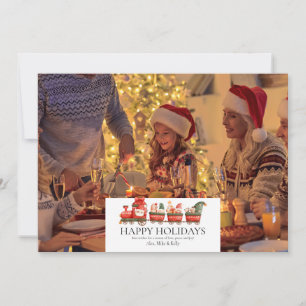 Scandinavian Watercolor Christmas Gnomes Photo Inv Invitation