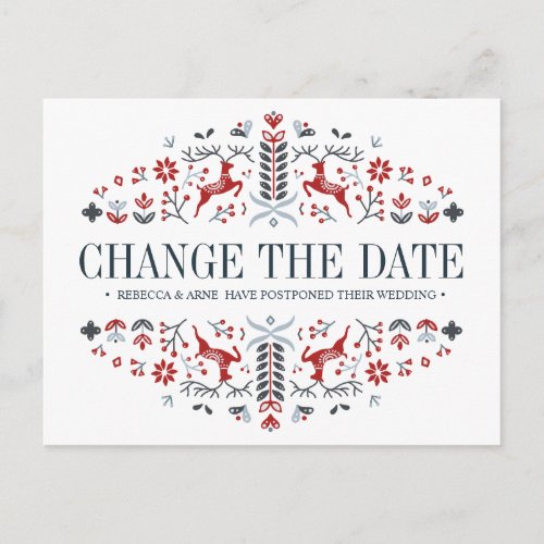 Scandinavian WEDDING CHANGE THE DATE POSTPONEMENT Announcement Postcard