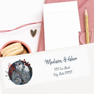 Scandinavian Whimsical Folk Art Watercolor Fox  Label