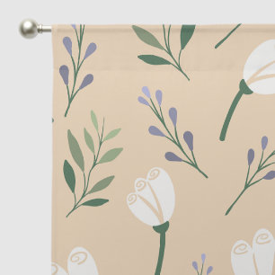 Scandinavian white Floral Sheer Curtains