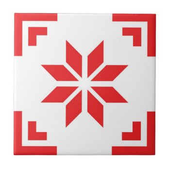 Scandinavian White Red Geometric Tiles by tashatzazzle at Zazzle