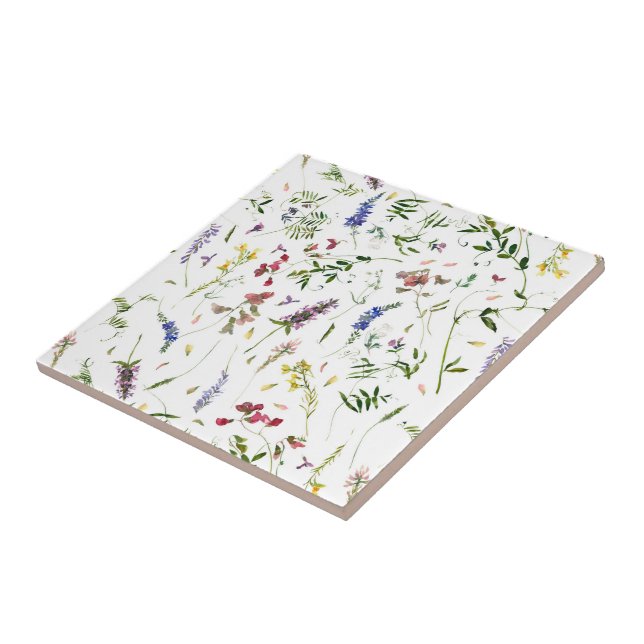 Scandinavian Wildflowers Meadow Ceramic Tile (Side)