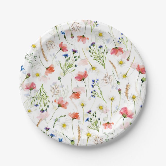Scandinavian Wildflowers Meadow Paper Plates (Front)