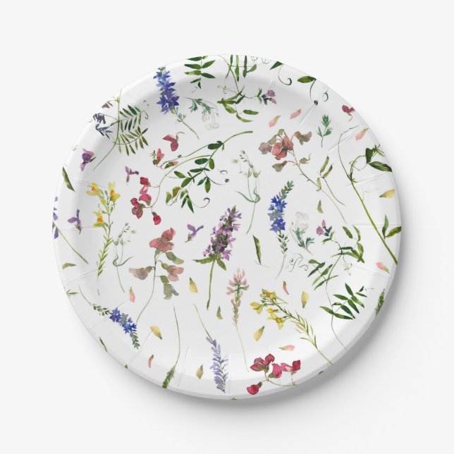 Scandinavian Wildflowers Meadow Paper Plates (Front)