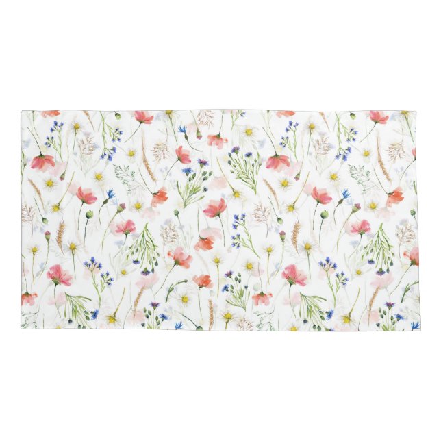 Scandinavian Wildflowers Meadow Pillow Case (Back)