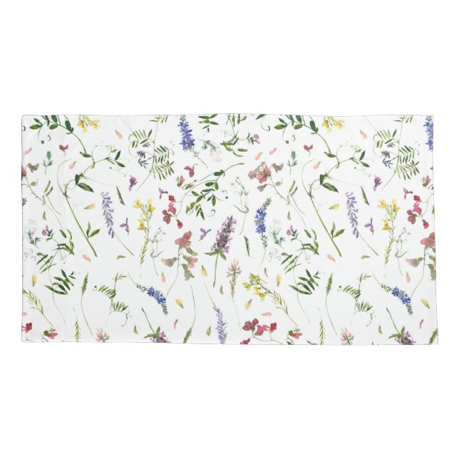 Scandinavian Wildflowers Meadow Pillow Case (Back)